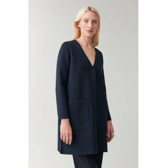 COS Knitted Long Cardigan In Navy M - Picture 1 of 6